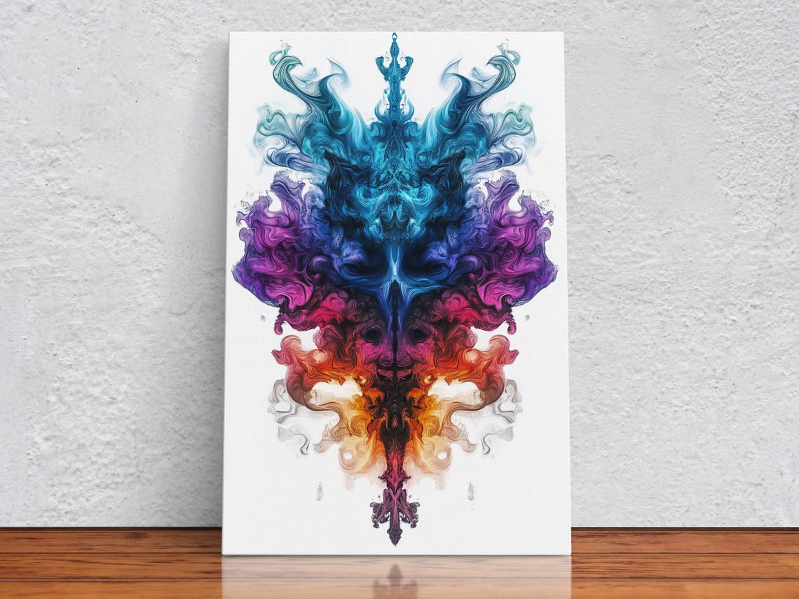 Vibrant Rainbow Ink Swirl Print Print