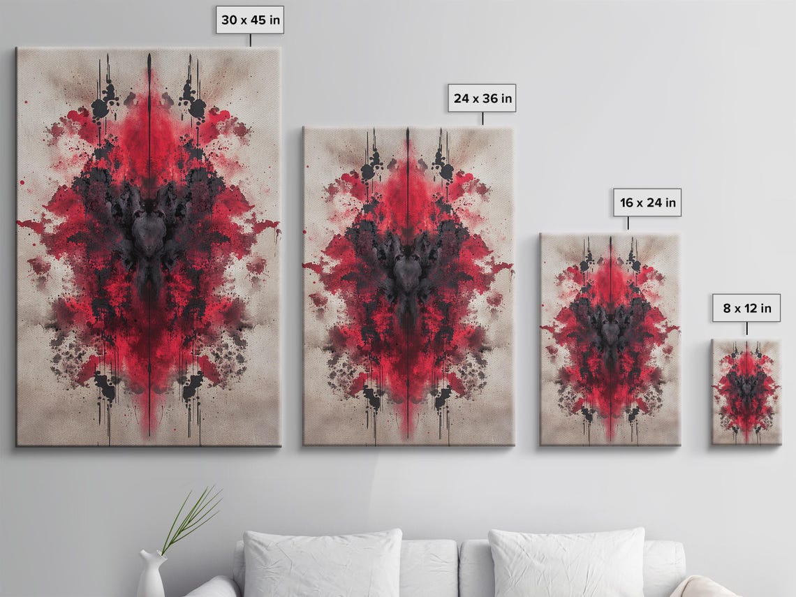 Red Black Ink Splatter Symmetrical Drip Abstract Art Wall Poster - Image 3