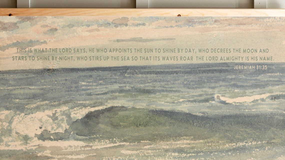 Vintage Coastal Art With Scripture Ocean Scripture Wall Art Jeremiah Sign Coastal Tapestry Beach Vintage Scripture Art 207 - Image 2