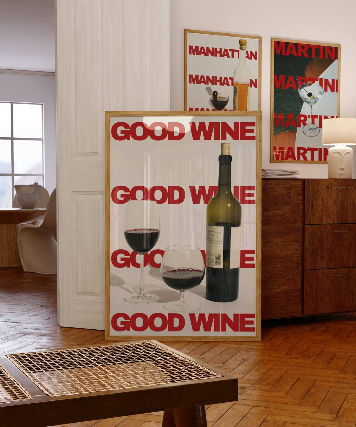Wine Print Retro Cocktail Poster, Minimalist Bar Art - Image 5