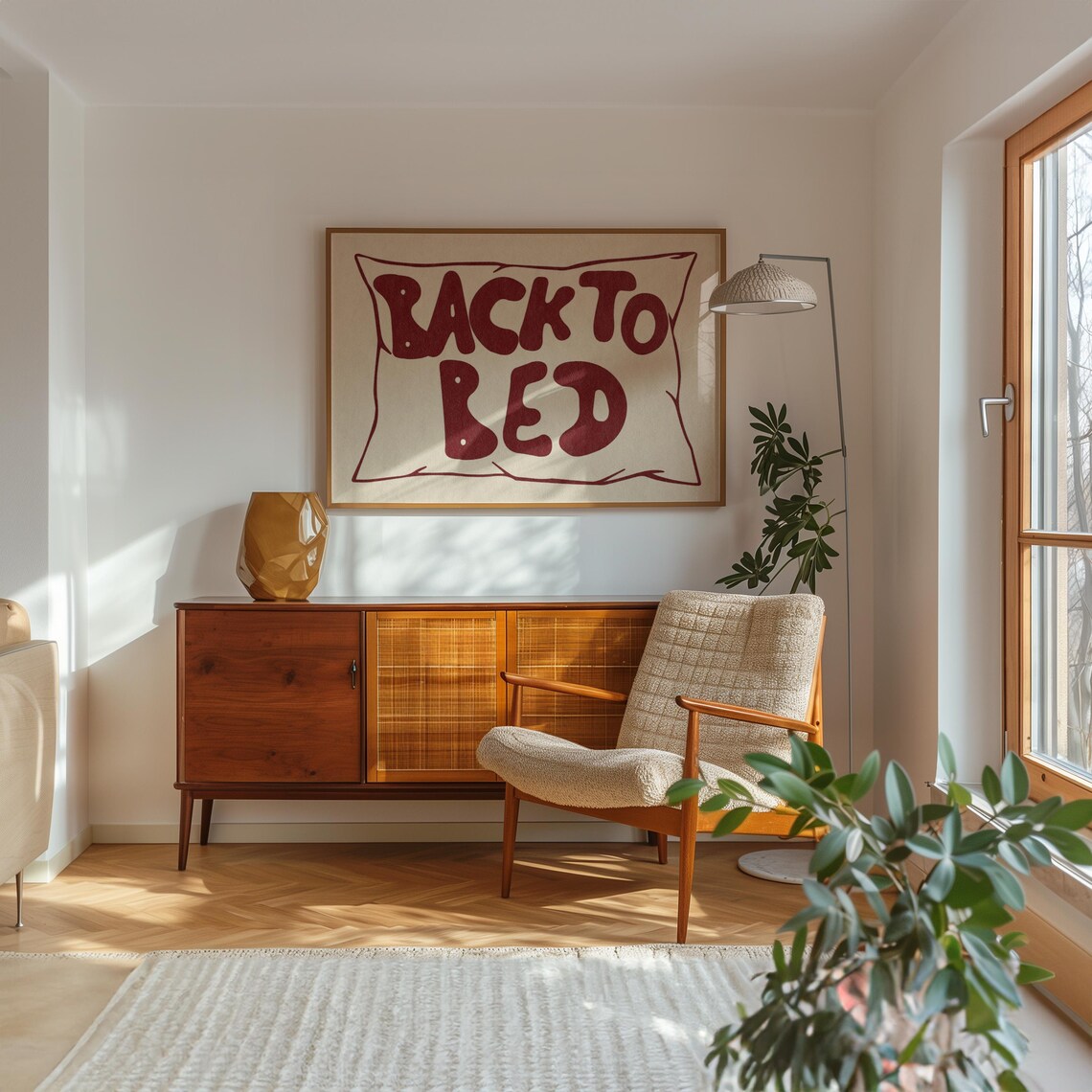 Back To Bed Mid-Century Bauhaus Bedroom Poster