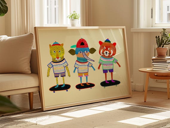 Skater Kiddos Art Print, Nursery Decor