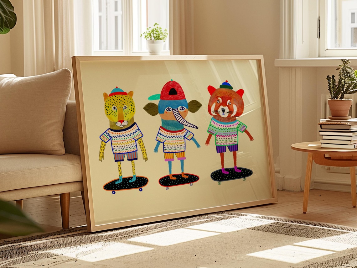 Skater Kiddos Art Print, Nursery Decor