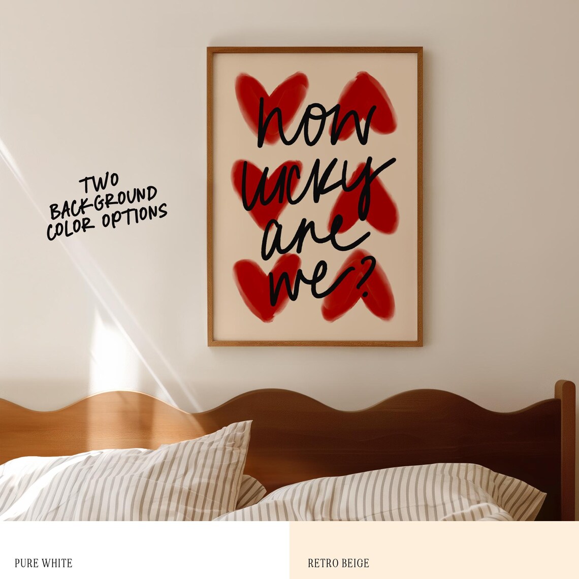 How Lucky Are We Red Hearts Poster, Bedroom Decor - Image 3