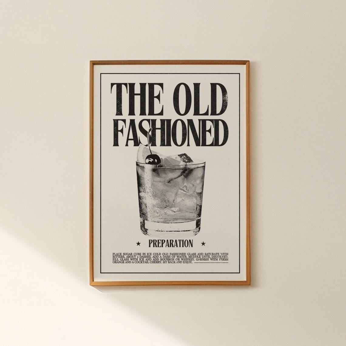 Old Fashioned Retro Bar Cart Cocktail Art Print