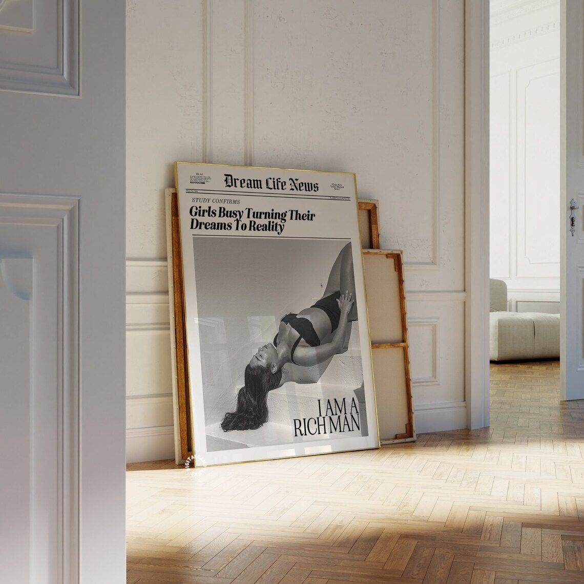 Retro Newspaper Wall Art Print, Black And White