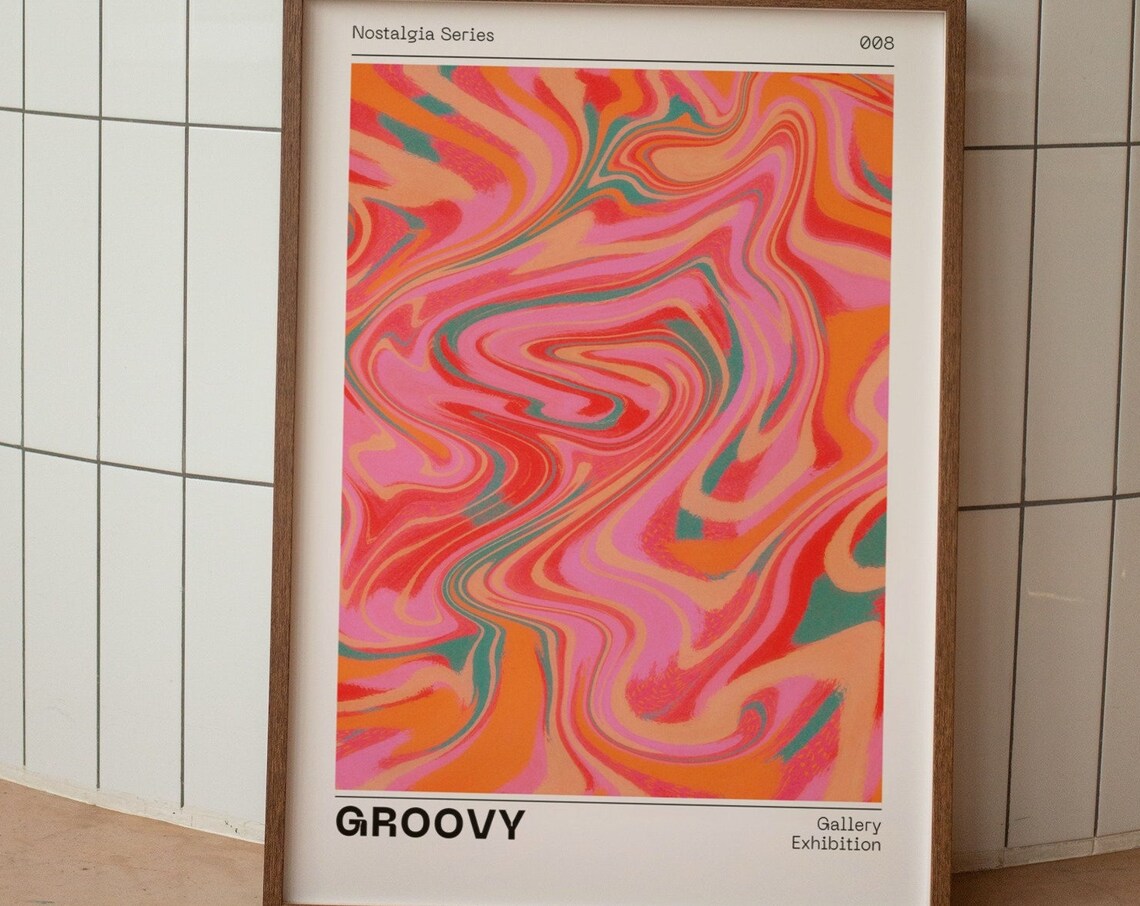 Groovy Euphoria Aura Poster, Retro Gradient Art Print