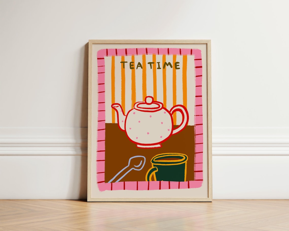 Tea Print Retro Kitchen Poster