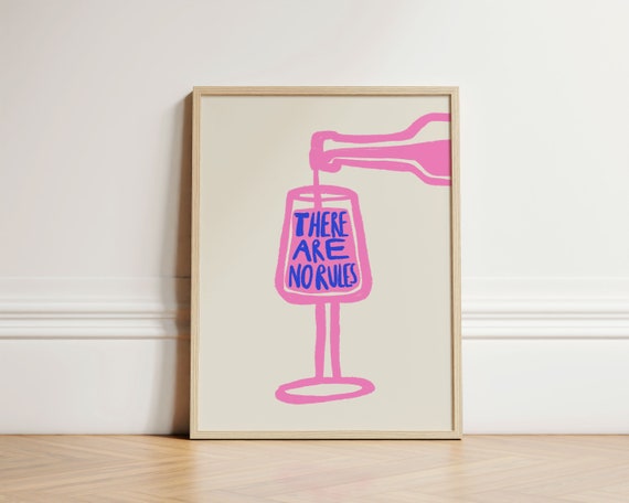 There Are No Rules Wine Retro Kitchen Art Print
