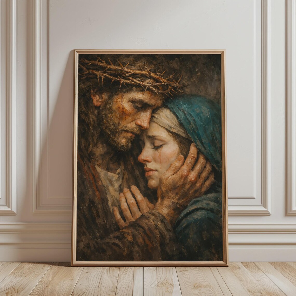 Vintage Jesus and Mary Christian Art Print