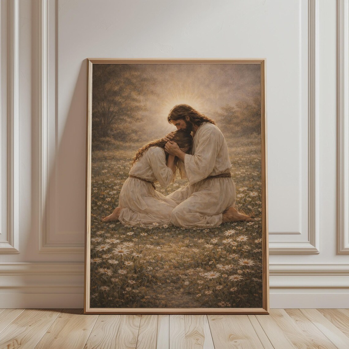 Jesus Kissing Forehead Of Girl Religious Art Print