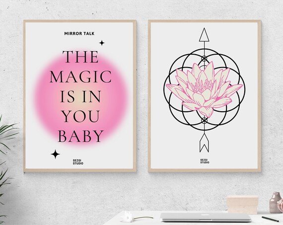 The Magic Is In You Baby Wall Art Print Inspirational Flower Of Life Poster Pink