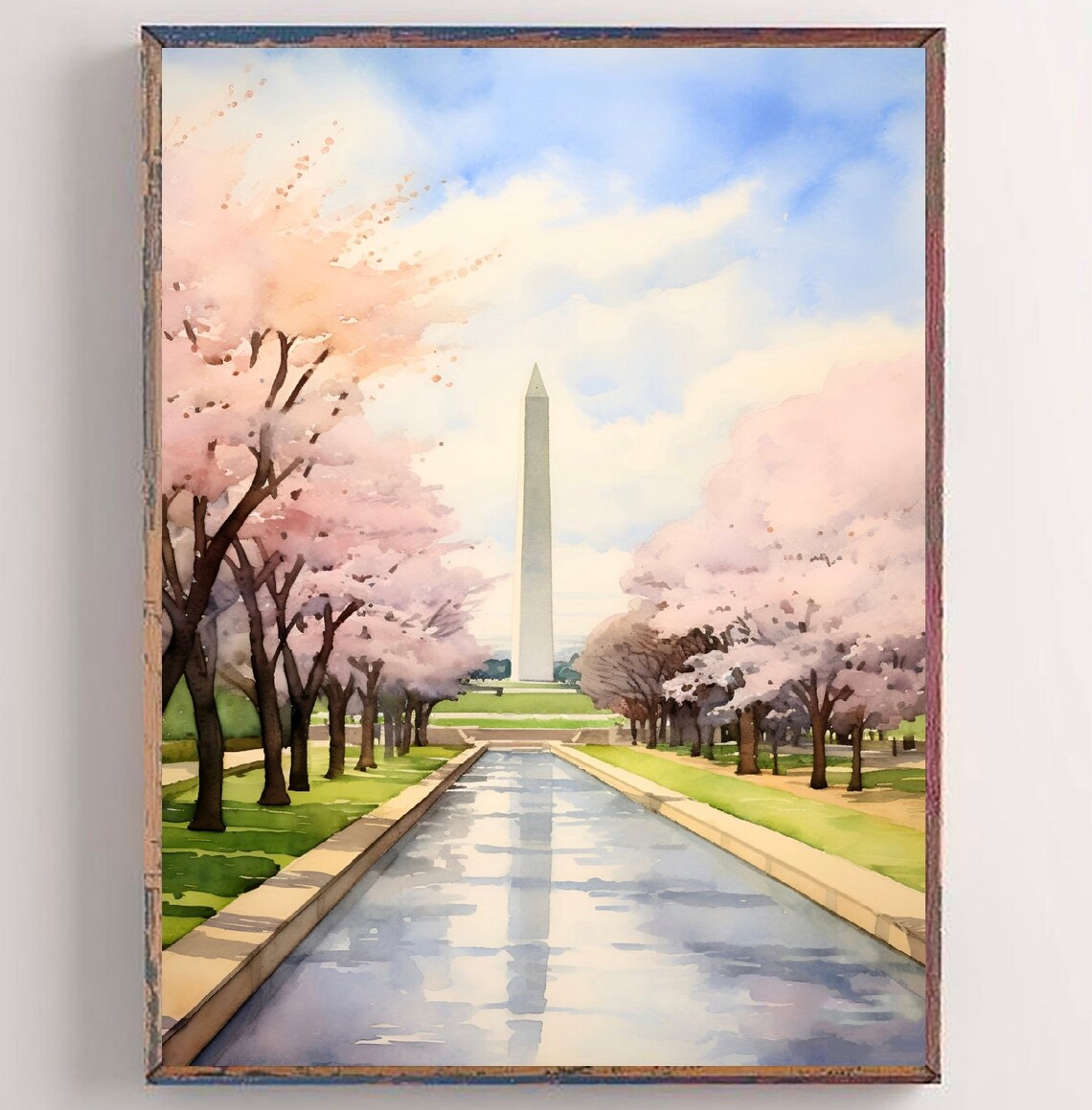 Washington Monument Watercolor Poster, Washington DC