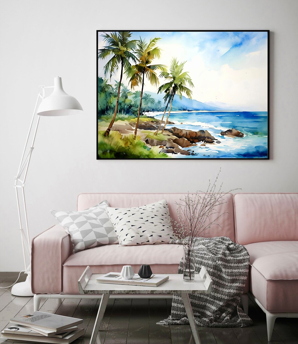 Hawaii Travel Print, Watercolor Coastal Landscape - Image 2