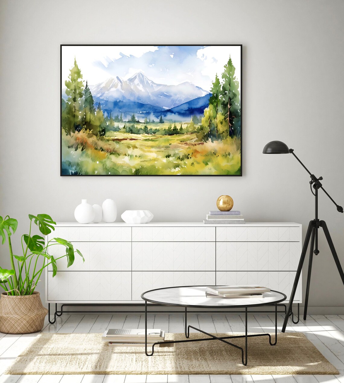 New Mexico Mountains Watercolor Travel Poster, Panoramic - Image 2