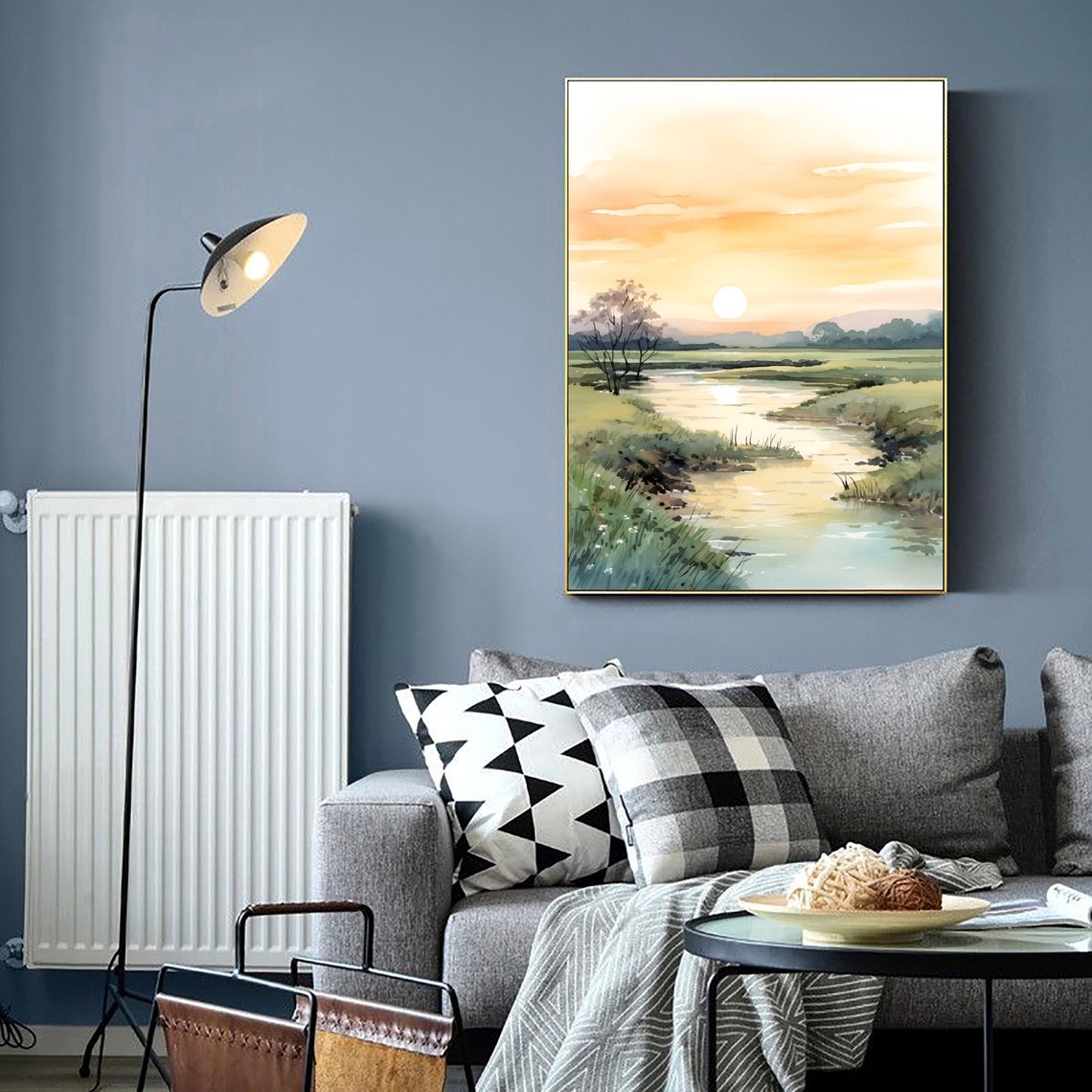 Brazos River Texas Golden Sunset Marsh Watercolor Landscape Poster - Image 4
