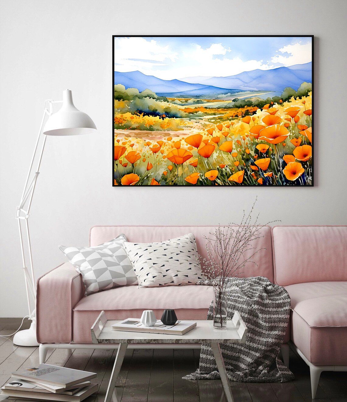 California Wildflower Poppy Watercolor Art Print - Image 2
