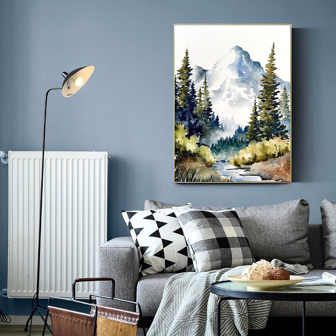 Mountain River Idaho Watercolor Landscape Art Print - Image 4
