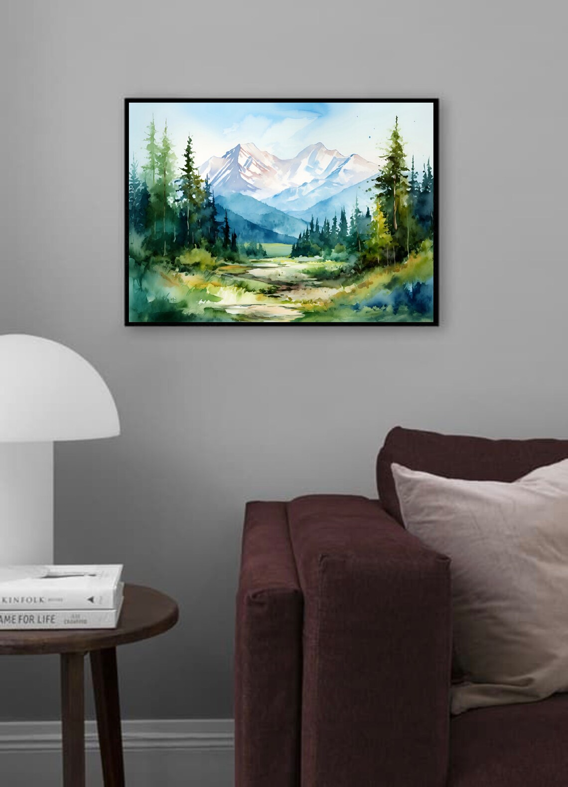 Colorado Mountains Watercolor Art Print, Panoramic Landscape - Image 3