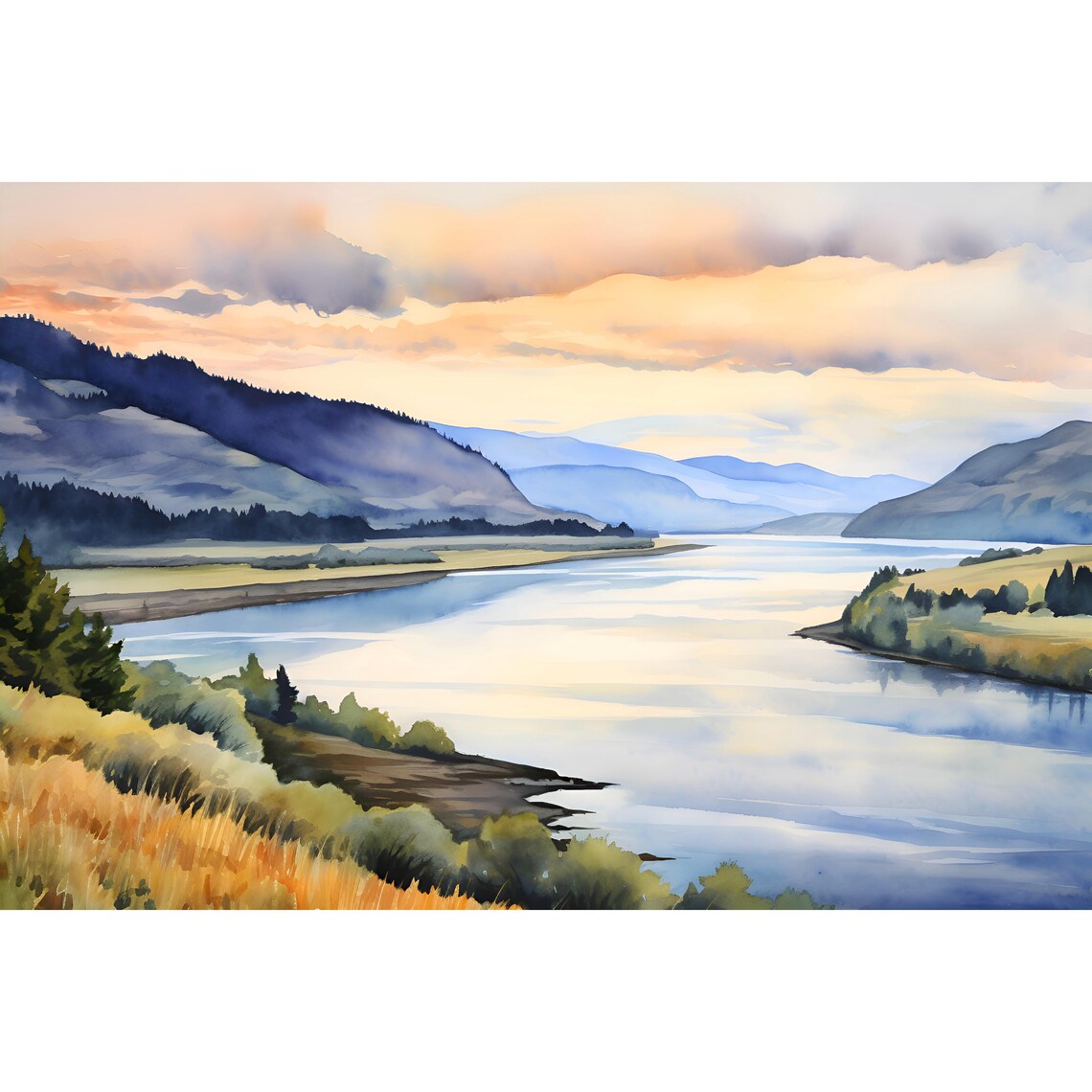 Cimarron River Oklahoma Watercolor Travel Poster