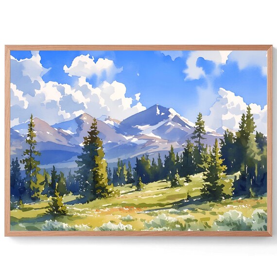 Ouachita Mountains Oklahoma Snow Peaks Pine Meadow Watercolor Poster
