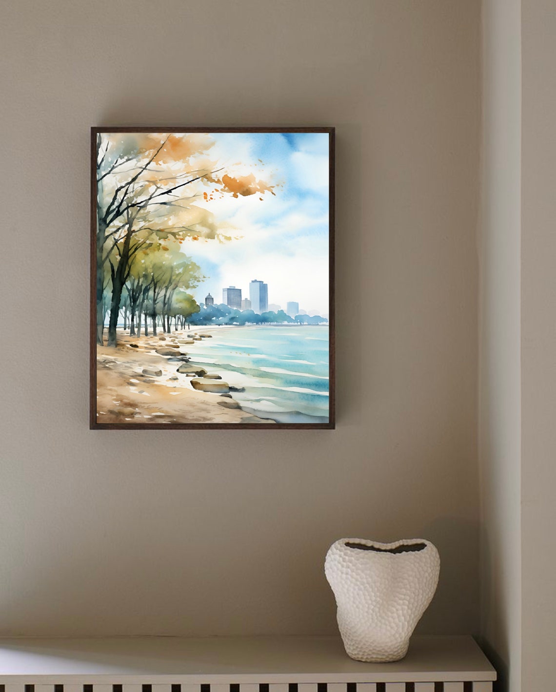 Chicago Painting Watercolor Art Print City Skyline Painting Urban Landscape Wall Art Illinois Watercolor Neutral Poster - Image 4