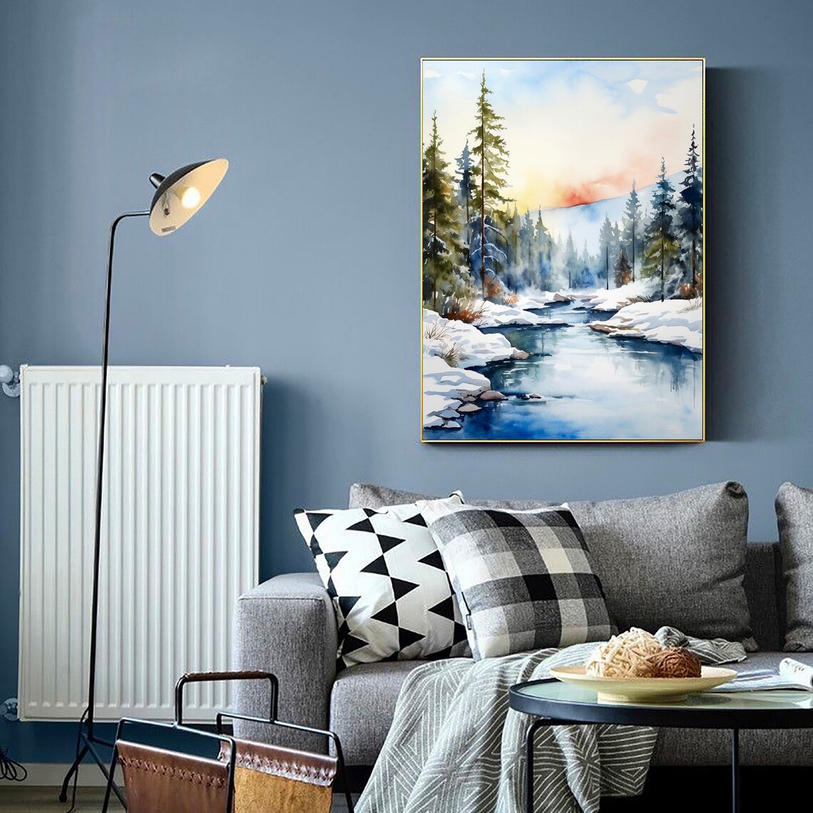 Norway Watercolor Print, Mountain River Landscape - Image 2