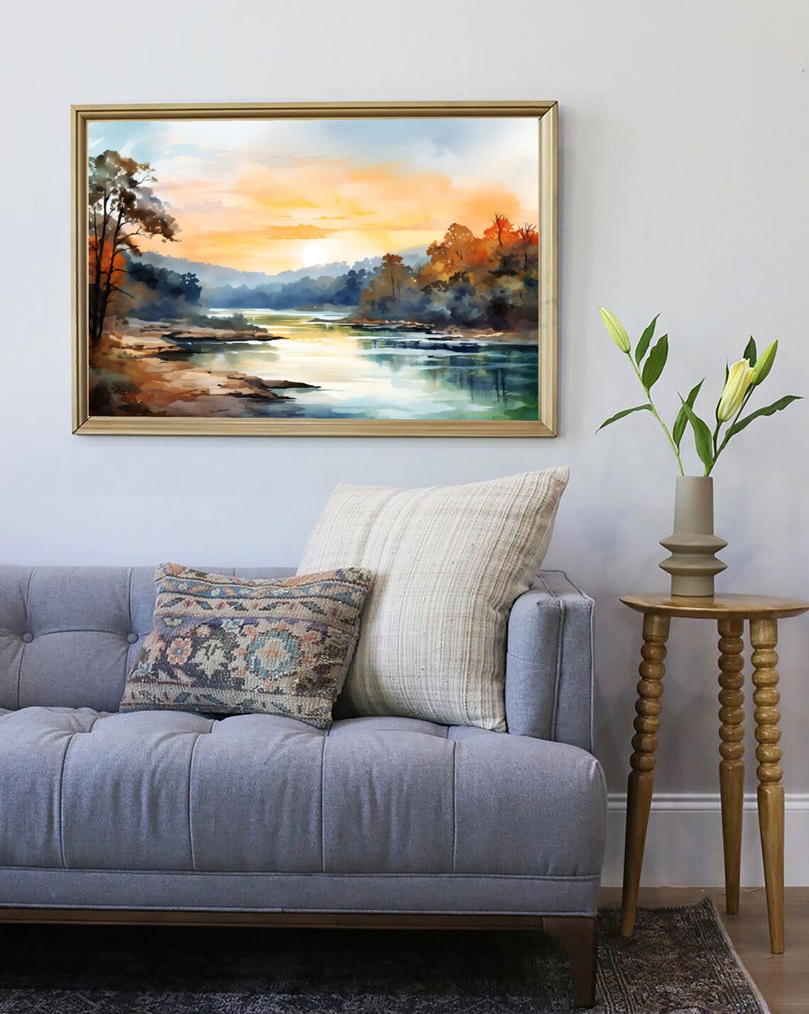 Alabama Cahaba River Watercolor Landscape Art Print - Image 4