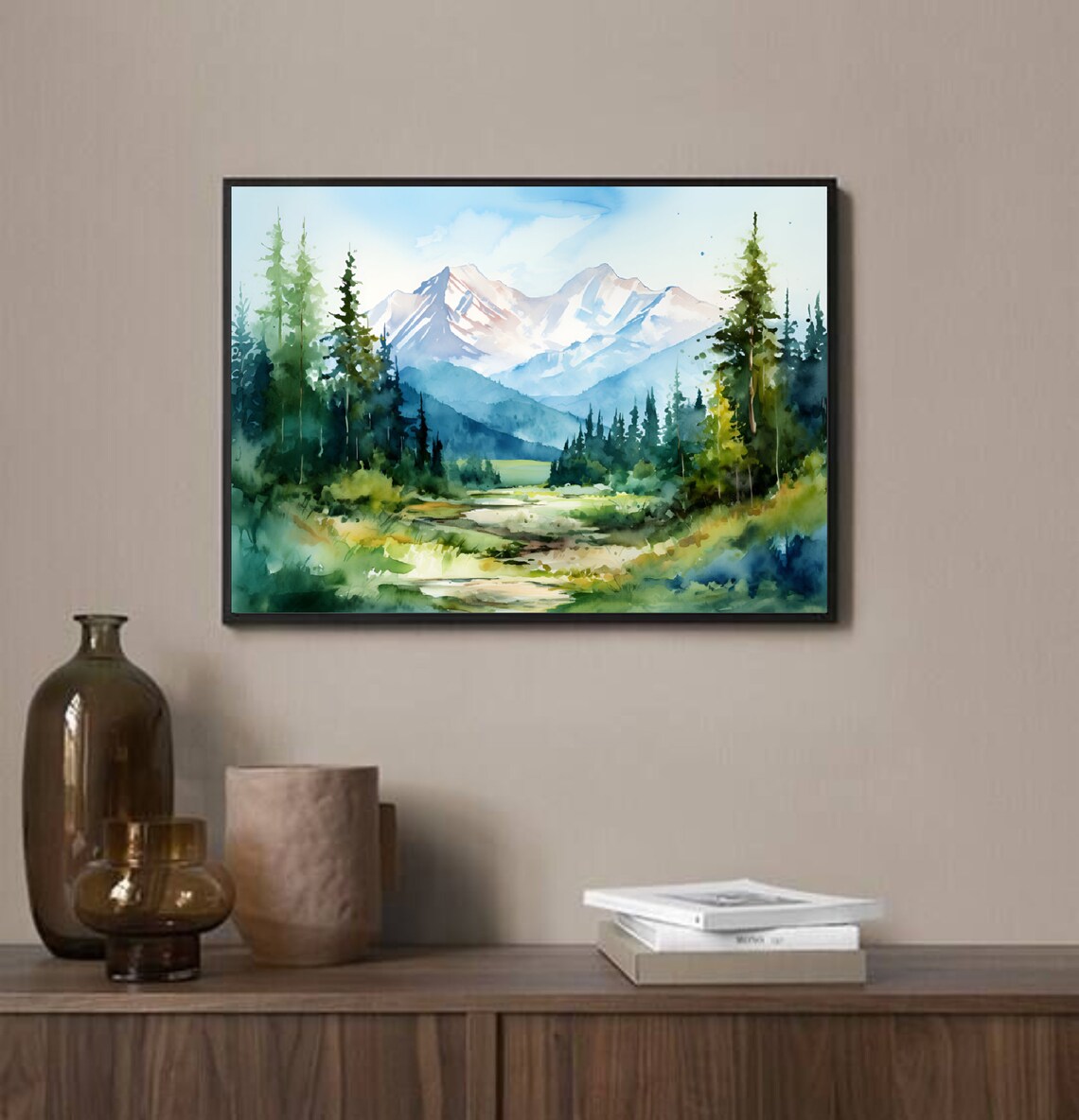 Colorado Mountains Watercolor Art Print, Panoramic Landscape - Image 4