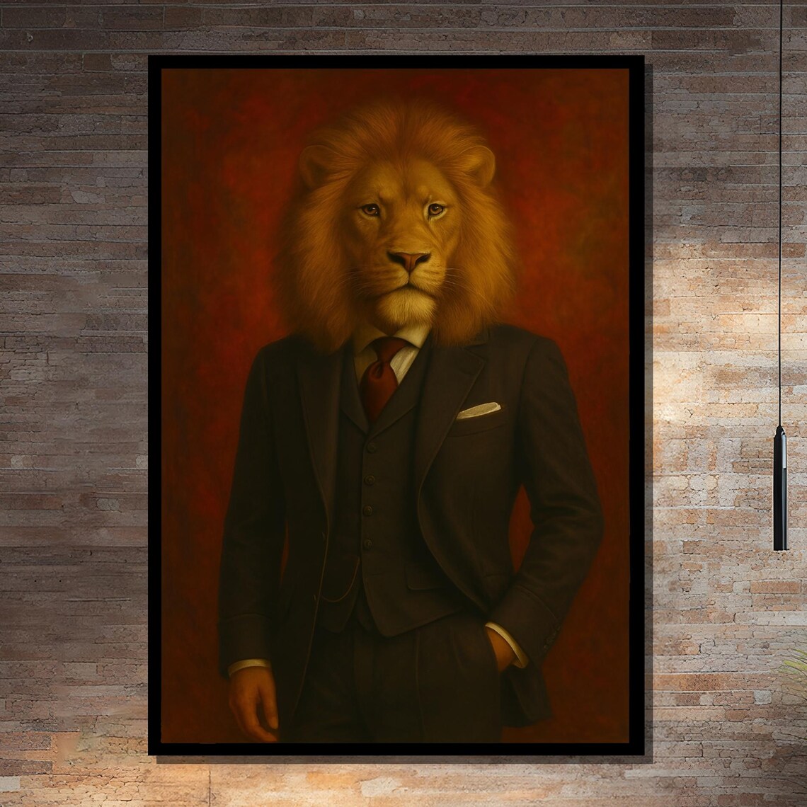 Sophisticated Lion In Business Suit, Office Wall Art