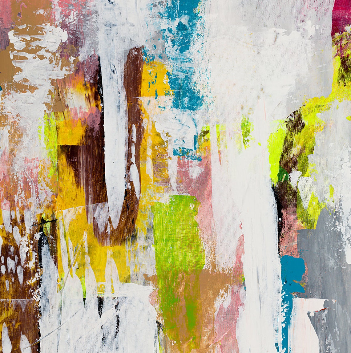 Composition N01 White Drippy Brushstroke Calm Abstract Poster - Image 2
