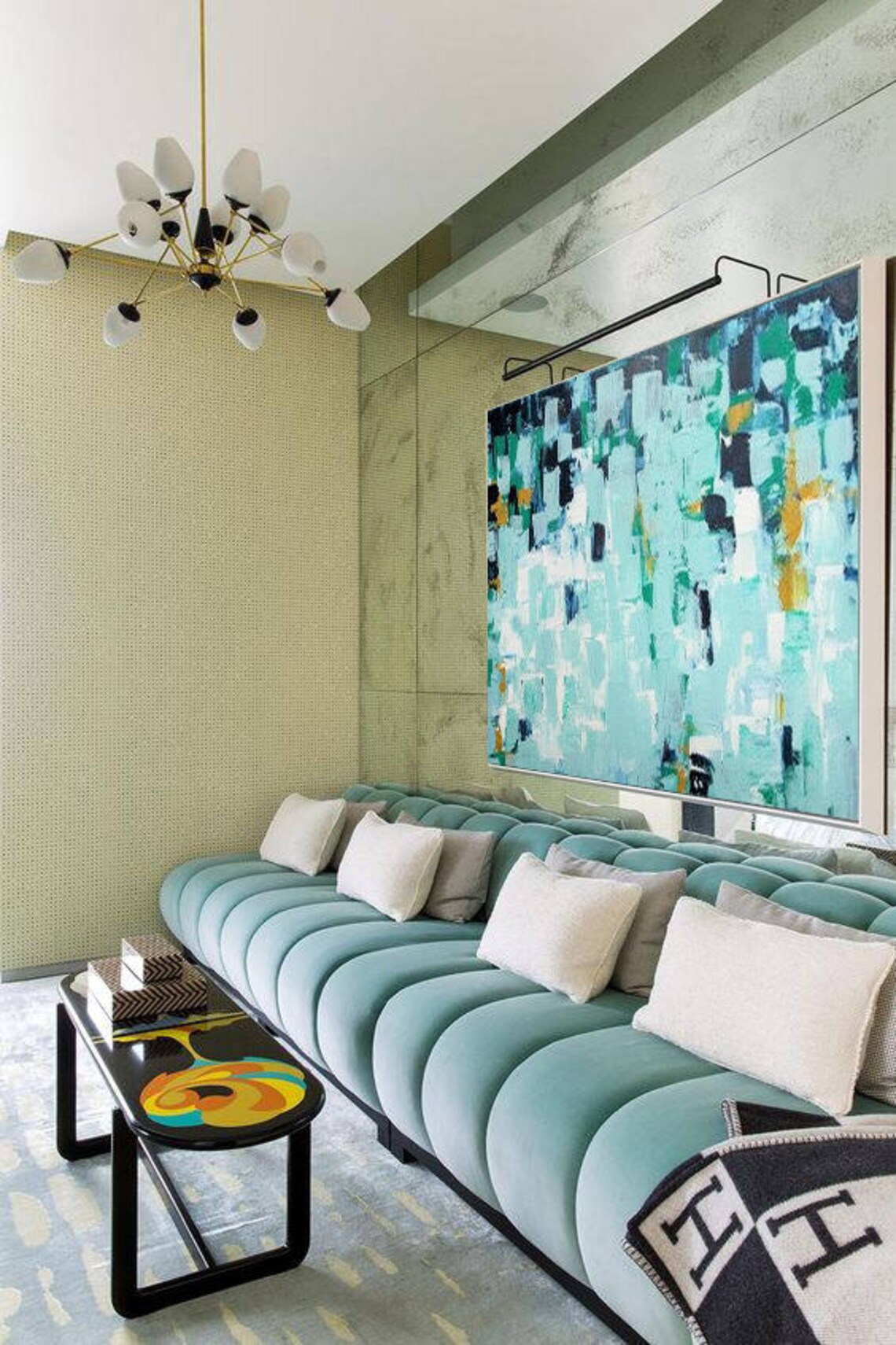 Mint Abstract Painting, Modern Living Room Art Print - Image 3