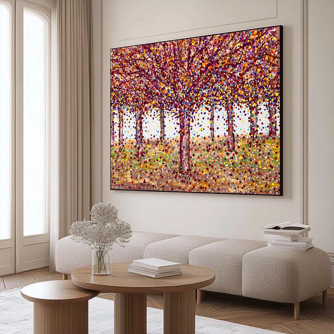 Autumn Forest Pointillist Dot Poster Vibrant Fall Tree Canopy - Image 3