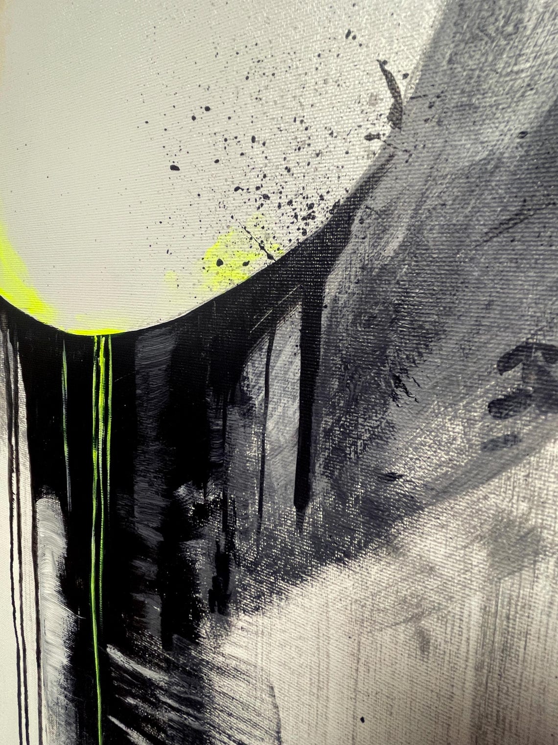 Black and White Enso Circle with Neon Yellow Accents Modern Poster - Image 3