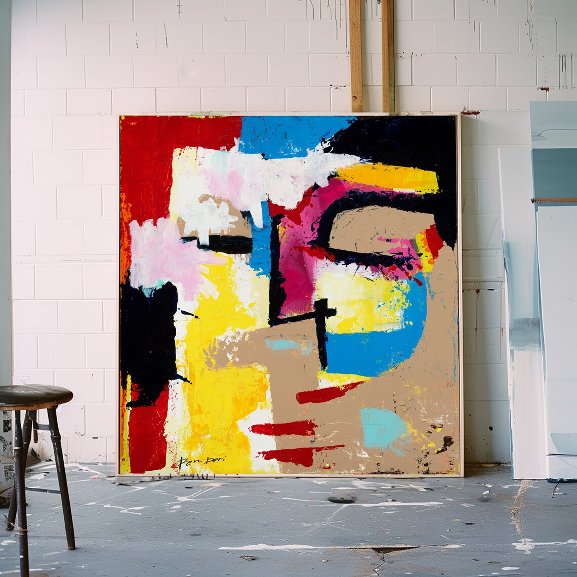 Disturbia Abstract Face Painting by Ron Deri, Art Print