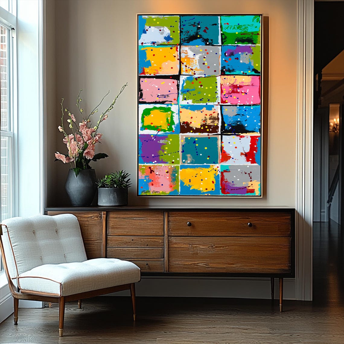 Bold Color Block Square Grid Tall Modern Abstract Decor Poster - Image 4