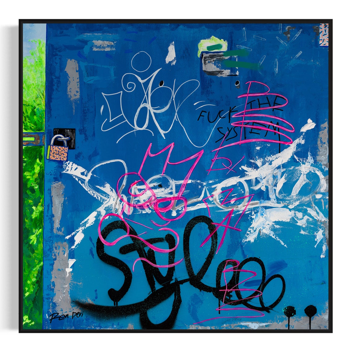 Blue Graffiti Protest Tags Rebel Urban Street Style Art Poster - Image 6