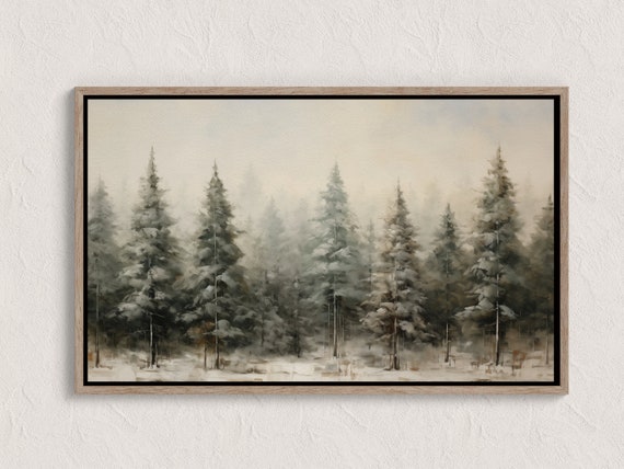 Winter Landscape Oil Painting Cozy Snowy Forest Wall Art Decor For Living Room Seasonal Artwork