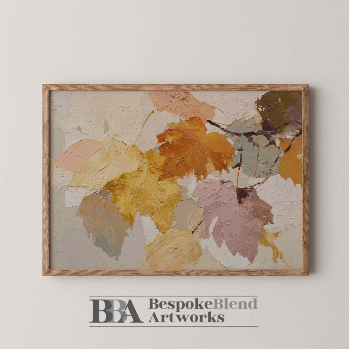 Autumn Leaves Abstract Impasto Muted Fall Foliage Textured Print