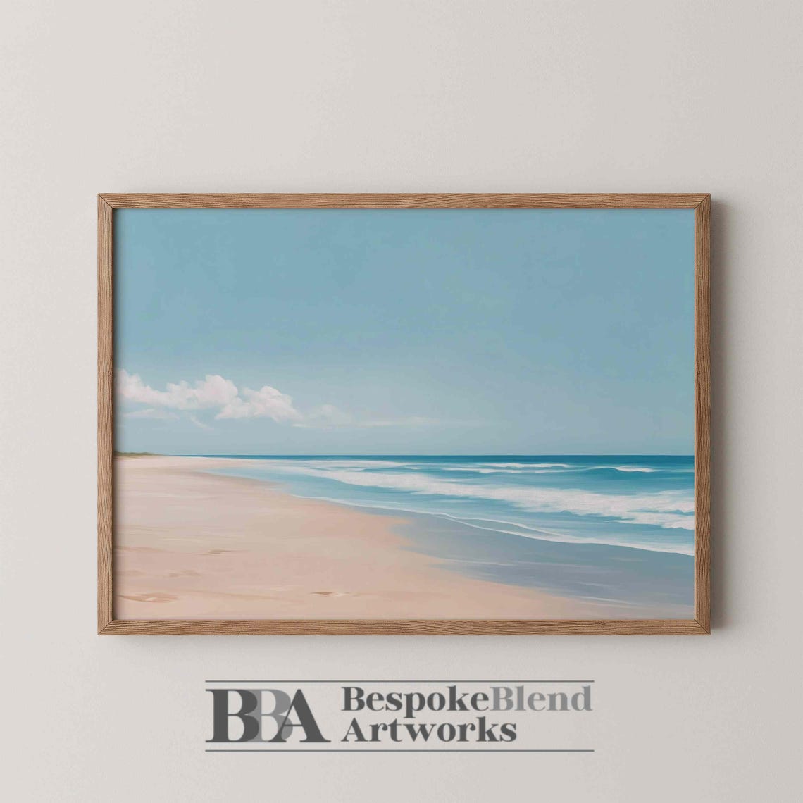 Serene Ocean Shoreline Beach Waves Minimalist Coastal Decor Poster