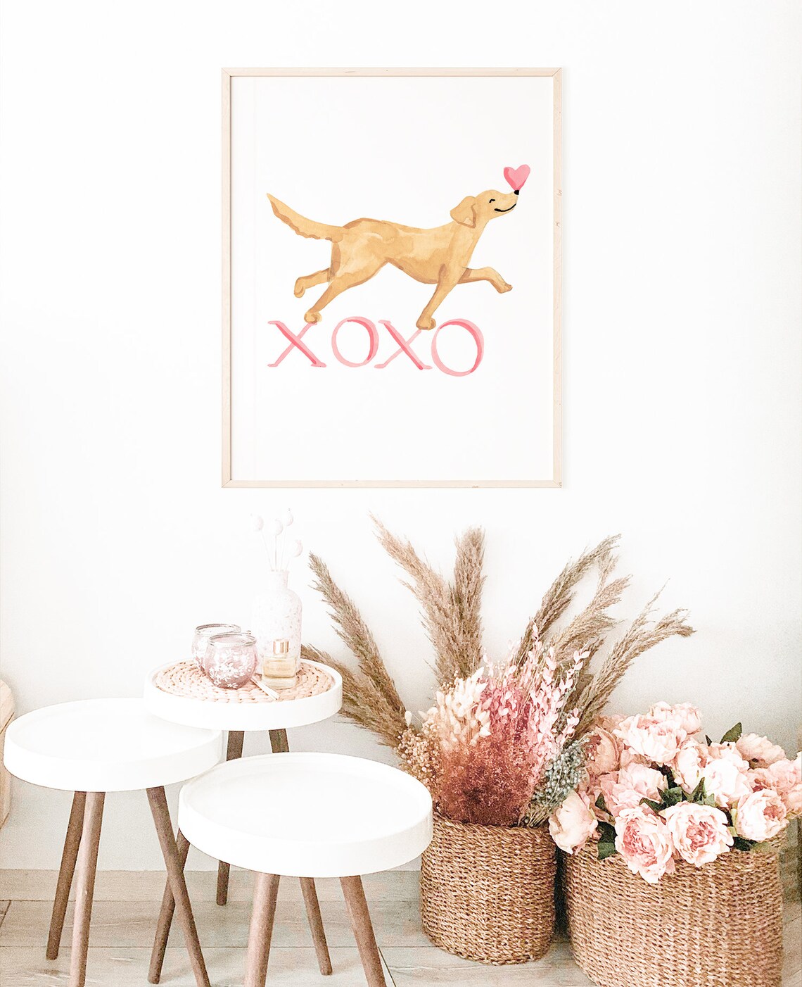 Xoxo Valentine Golden Labrador Watercolor Art Print - Image 3