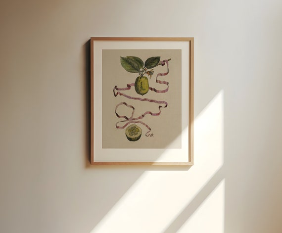 Vintage Limes Still Life Art Print, Cottage Core