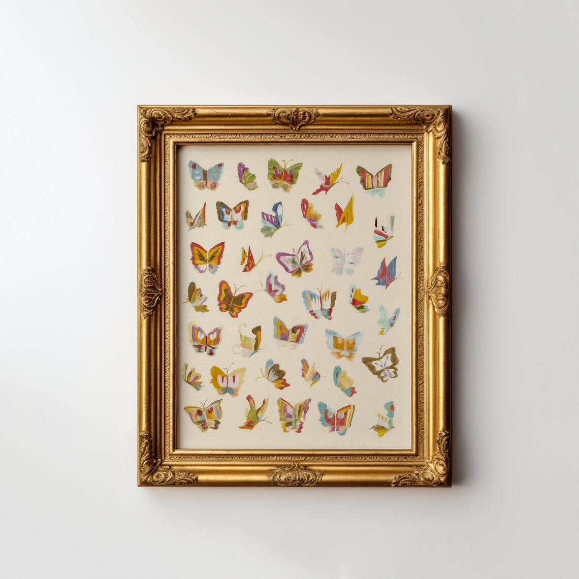 Colourful Watercolor Butterflies Collage Nursery Insect Wall Art
