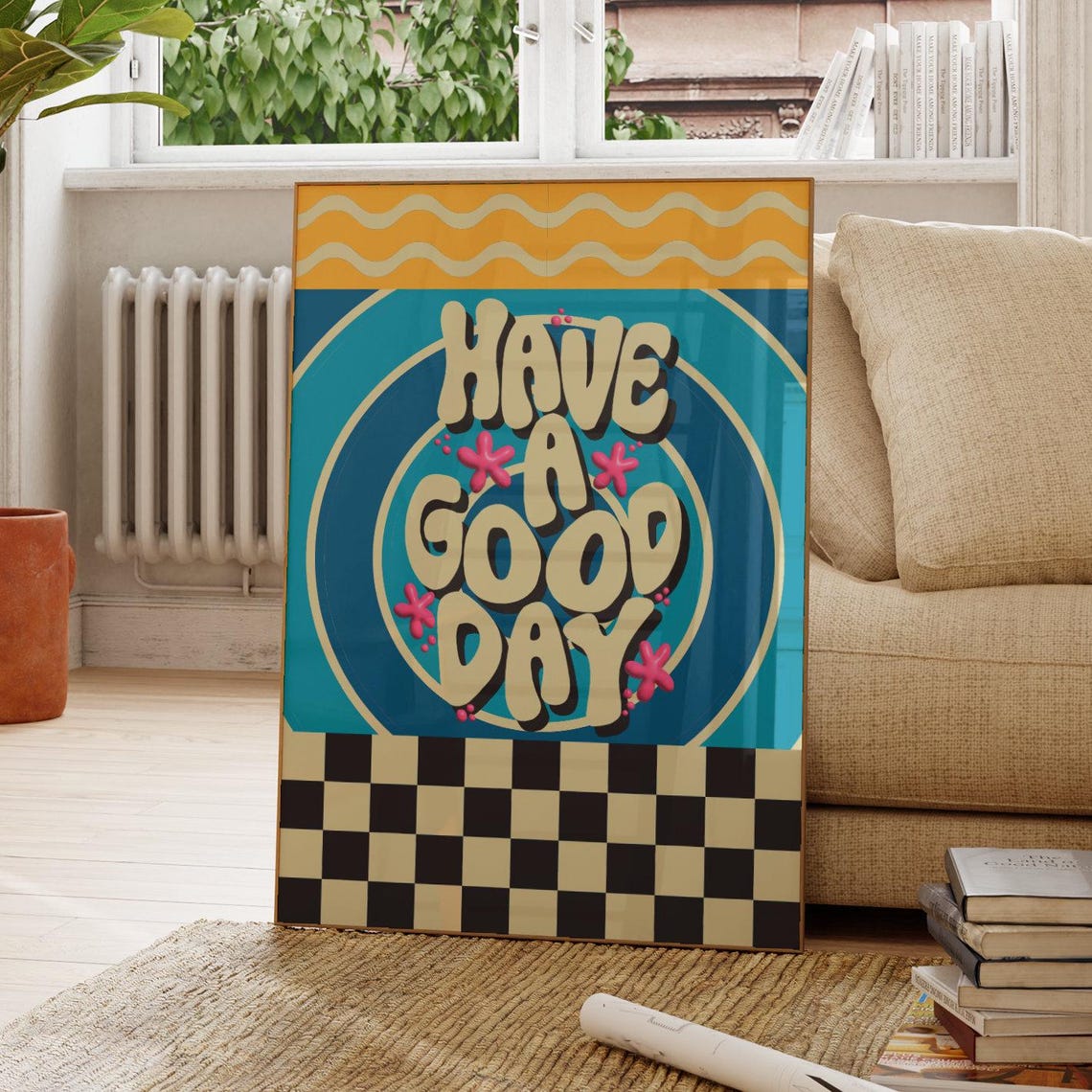 Have a Good Day Retro 70s Groovy Bubble Letters Vintage Art Poster