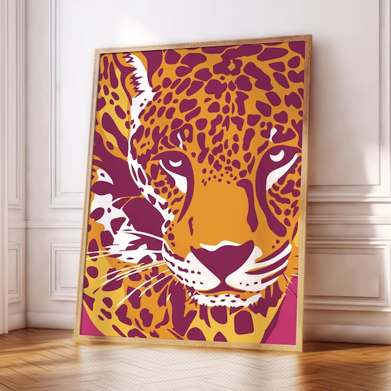 Leopard Poster Print Hunting Pink Wildlife Jungle Gallery Wall Living Roombedroomkitchen Art A5a4a3a2a1a0