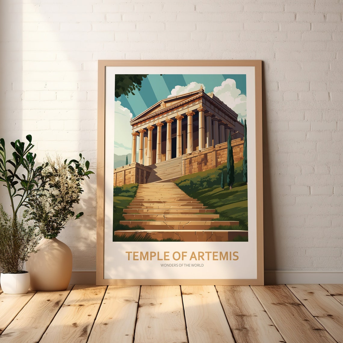 Artemis Temple Ancient Wonder Steps Columns Travel Art Poster