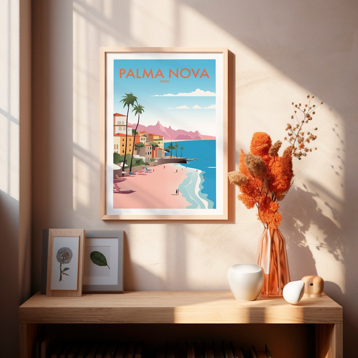 Palma Nova Spain Beach Town Coast Palm Tree Seaside Bay Poster - Image 2