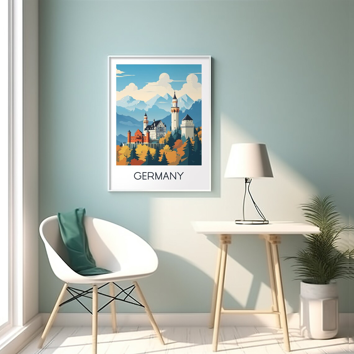 Germany Fairytale Castle Alpine Mountains Vintage Travel Poster - Image 2