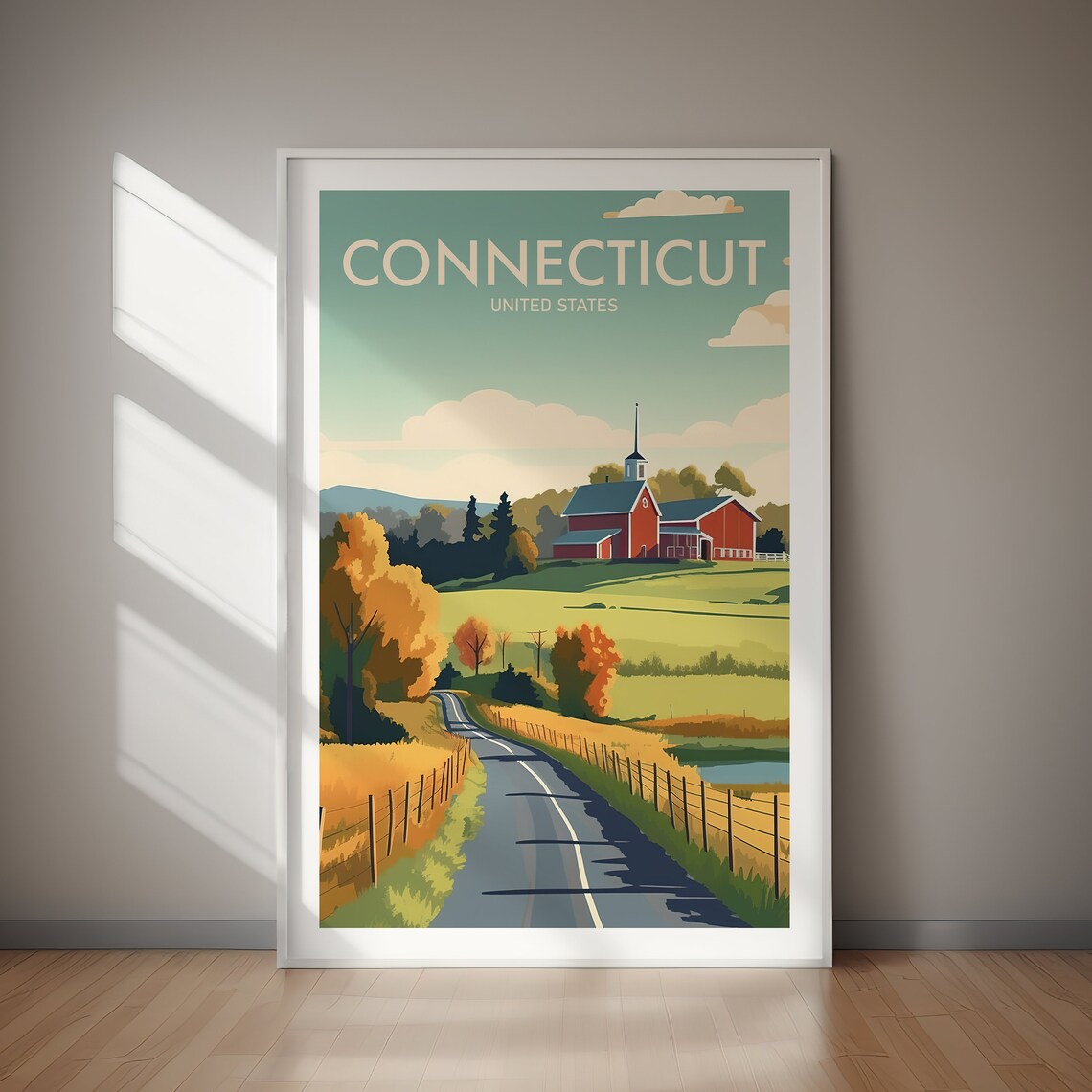 Connecticut Travel Poster Art Print, Home Decor