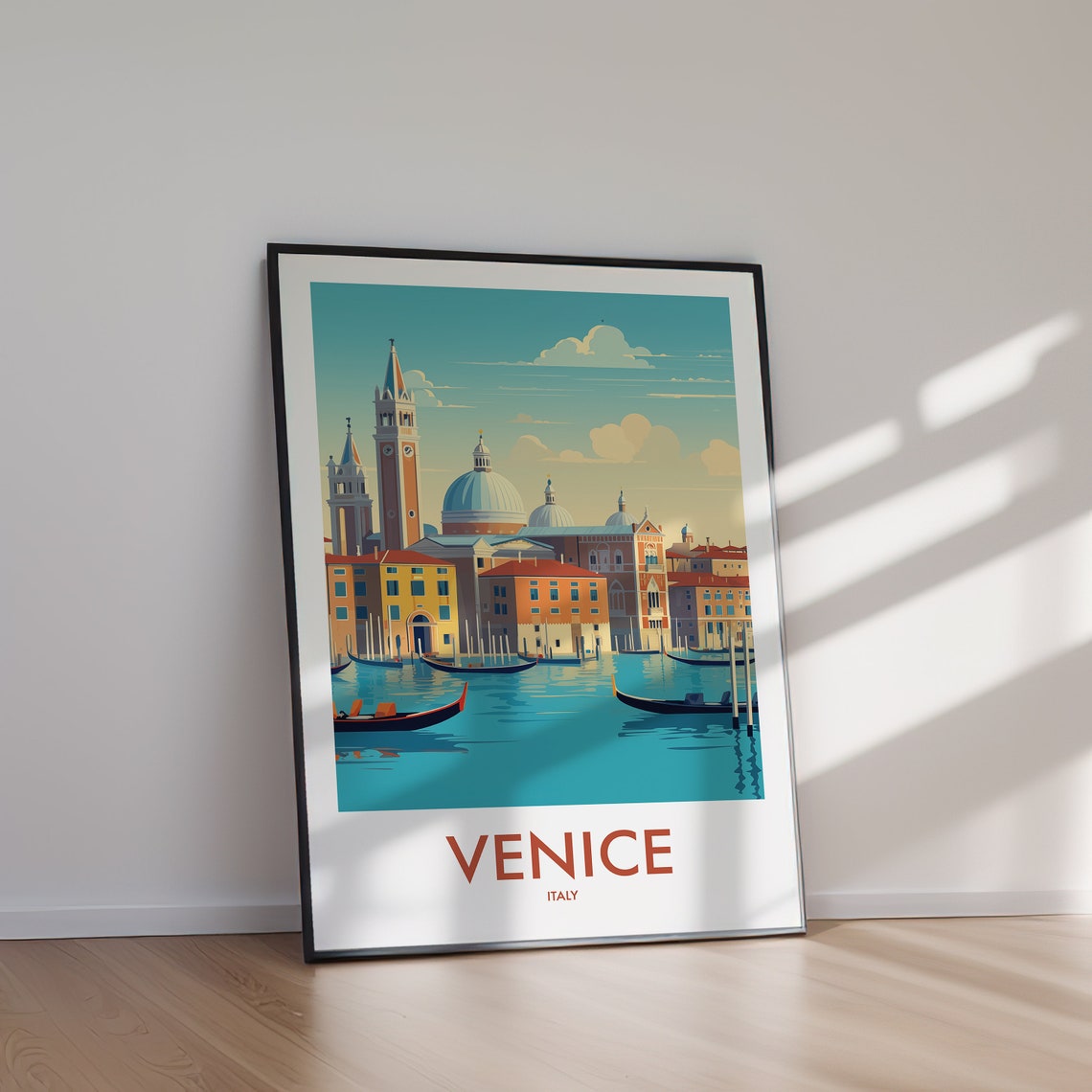 Venice Italy Venetian Canal Gondolas Waterfront Skyline Poster - Image 2